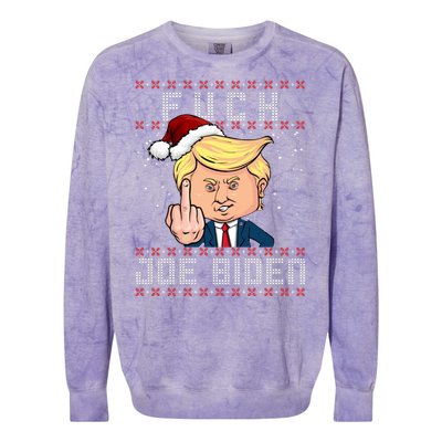 FJB F Joe Biden Trump Middle Finger Ugly Christmas Colorblast Crewneck Sweatshirt