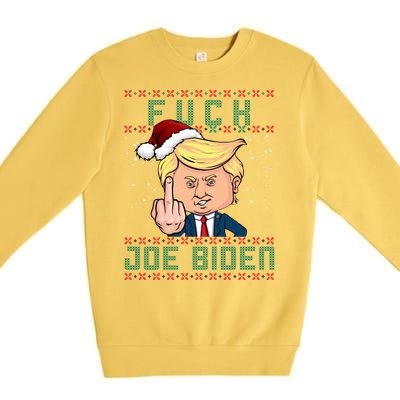 FJB F Joe Biden Trump Middle Finger Ugly Christmas Premium Crewneck Sweatshirt