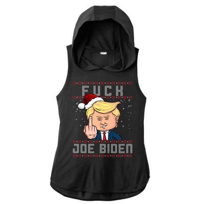 FJB F Joe Biden Trump Middle Finger Ugly Christmas Ladies PosiCharge Tri-Blend Wicking Draft Hoodie Tank