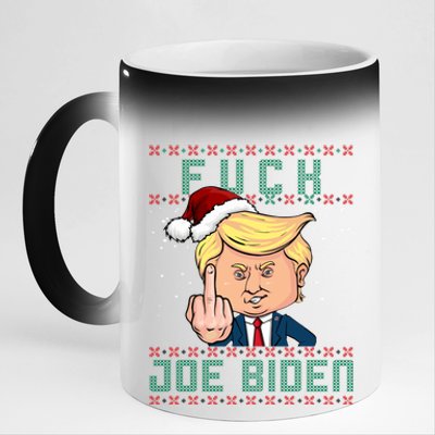 FJB F Joe Biden Trump Middle Finger Ugly Christmas 11oz Black Color Changing Mug