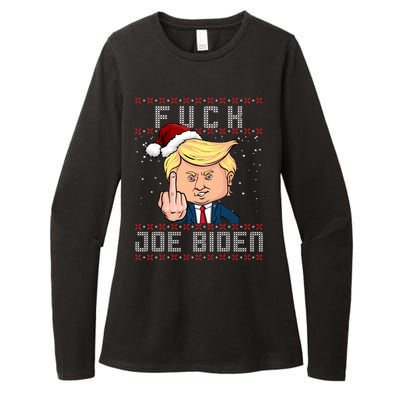 FJB F Joe Biden Trump Middle Finger Ugly Christmas Womens CVC Long Sleeve Shirt