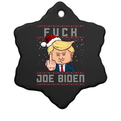 FJB F Joe Biden Trump Middle Finger Ugly Christmas Ceramic Star Ornament