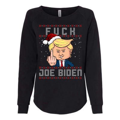 FJB F Joe Biden Trump Middle Finger Ugly Christmas Womens California Wash Sweatshirt