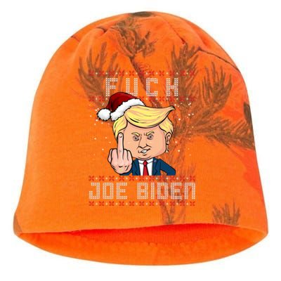 FJB F Joe Biden Trump Middle Finger Ugly Christmas Kati - Camo Knit Beanie