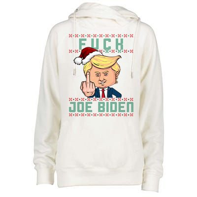 FJB F Joe Biden Trump Middle Finger Ugly Christmas Womens Funnel Neck Pullover Hood