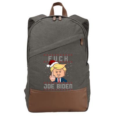 FJB F Joe Biden Trump Middle Finger Ugly Christmas Cotton Canvas Backpack