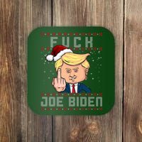 FJB F Joe Biden Trump Middle Finger Ugly Christmas Coaster