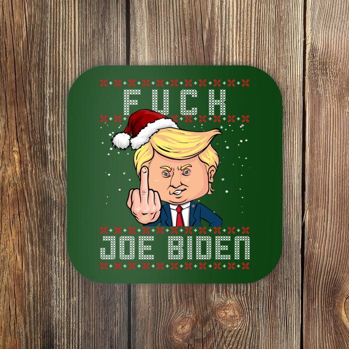 FJB F Joe Biden Trump Middle Finger Ugly Christmas Coaster