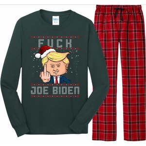 FJB F Joe Biden Trump Middle Finger Ugly Christmas Long Sleeve Pajama Set