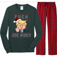 FJB F Joe Biden Trump Middle Finger Ugly Christmas Long Sleeve Pajama Set