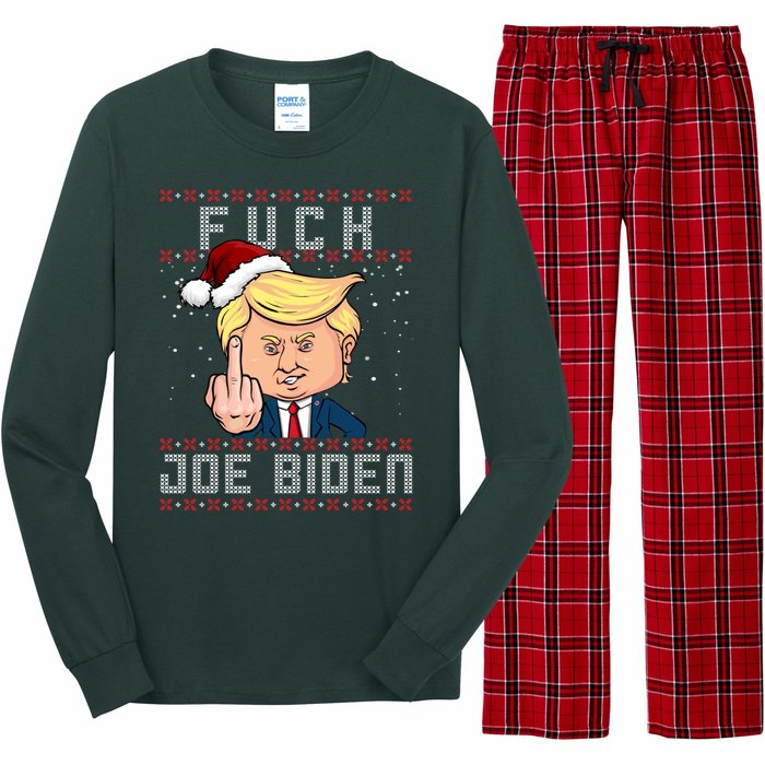 FJB F Joe Biden Trump Middle Finger Ugly Christmas Long Sleeve Pajama Set