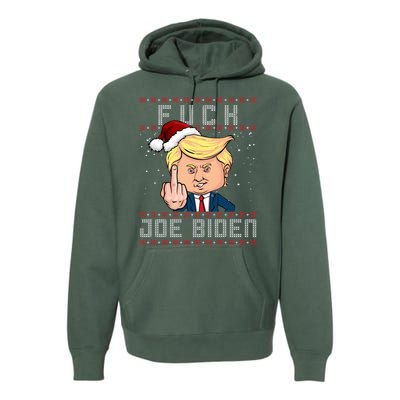 FJB F Joe Biden Trump Middle Finger Ugly Christmas Premium Hoodie