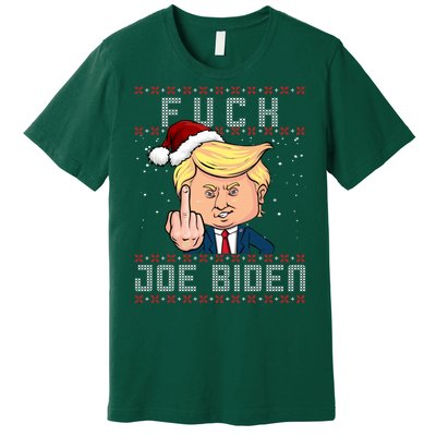 FJB F Joe Biden Trump Middle Finger Ugly Christmas Premium T-Shirt