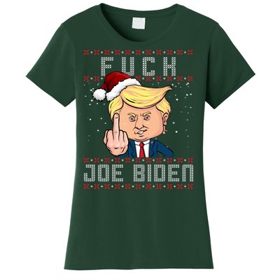 FJB F Joe Biden Trump Middle Finger Ugly Christmas Women's T-Shirt