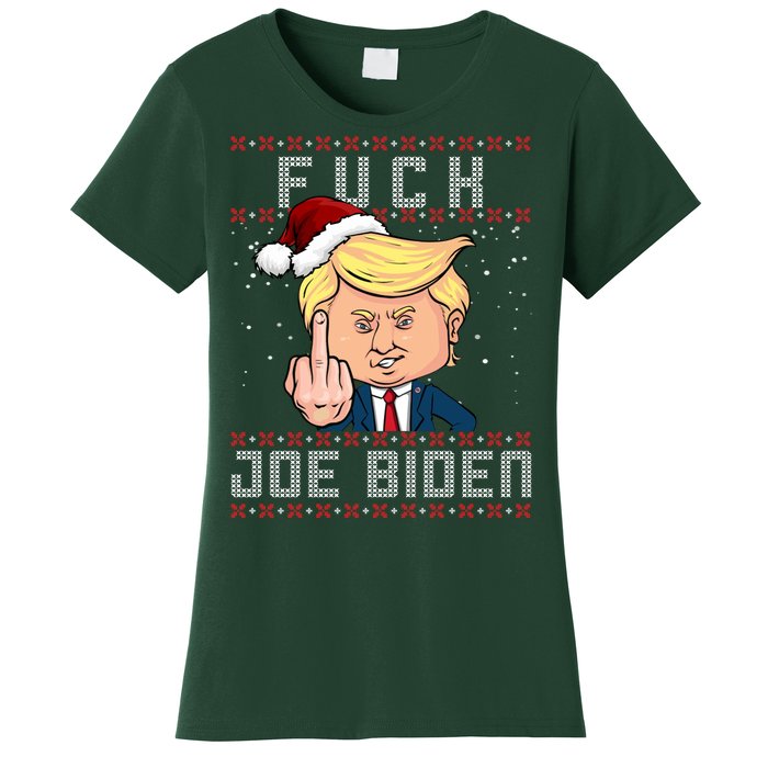 FJB F Joe Biden Trump Middle Finger Ugly Christmas Women's T-Shirt