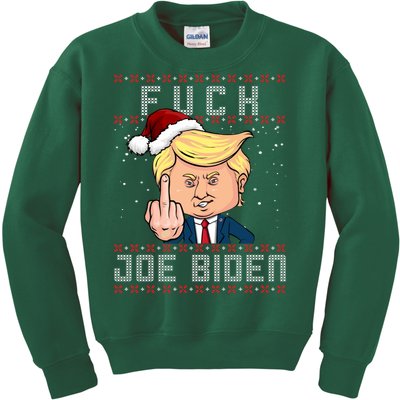 FJB F Joe Biden Trump Middle Finger Ugly Christmas Kids Sweatshirt