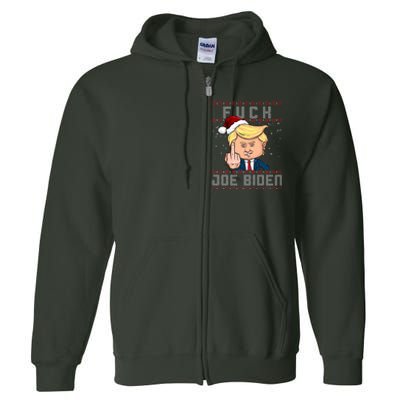 FJB F Joe Biden Trump Middle Finger Ugly Christmas Full Zip Hoodie