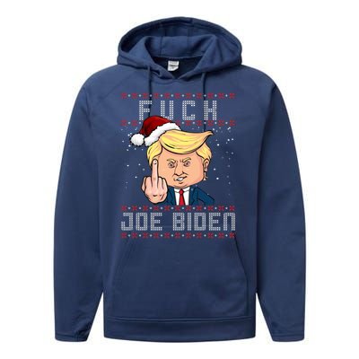 FJB F Joe Biden Trump Middle Finger Ugly Christmas Performance Fleece Hoodie