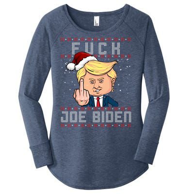 FJB F Joe Biden Trump Middle Finger Ugly Christmas Women's Perfect Tri Tunic Long Sleeve Shirt