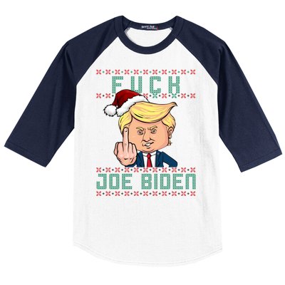 FJB F Joe Biden Trump Middle Finger Ugly Christmas Baseball Sleeve Shirt