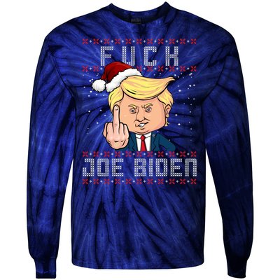 FJB F Joe Biden Trump Middle Finger Ugly Christmas Tie-Dye Long Sleeve Shirt