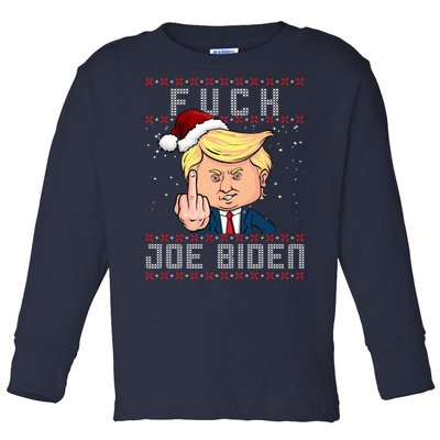 FJB F Joe Biden Trump Middle Finger Ugly Christmas Toddler Long Sleeve Shirt