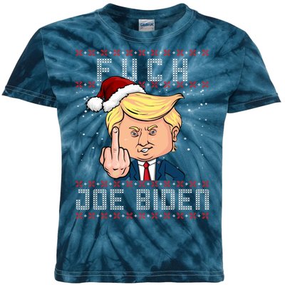 FJB F Joe Biden Trump Middle Finger Ugly Christmas Kids Tie-Dye T-Shirt