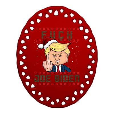 FJB F Joe Biden Trump Middle Finger Ugly Christmas Ceramic Oval Ornament