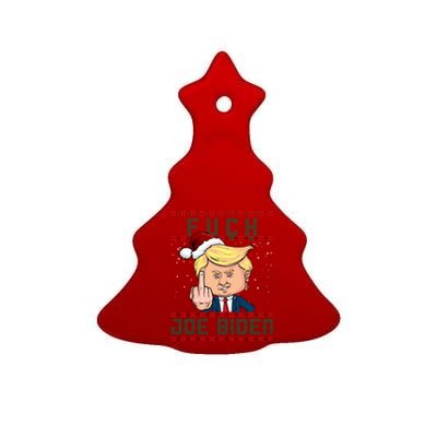 FJB F Joe Biden Trump Middle Finger Ugly Christmas Ceramic Tree Ornament