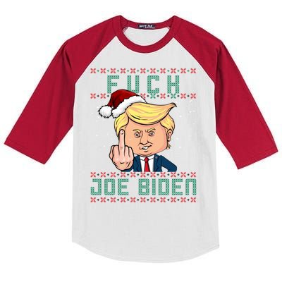 FJB F Joe Biden Trump Middle Finger Ugly Christmas Kids Colorblock Raglan Jersey