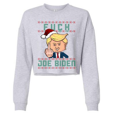 FJB F Joe Biden Trump Middle Finger Ugly Christmas Cropped Pullover Crew