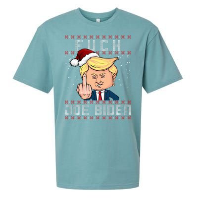 FJB F Joe Biden Trump Middle Finger Ugly Christmas Sueded Cloud Jersey T-Shirt