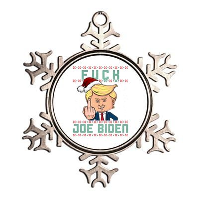 FJB F Joe Biden Trump Middle Finger Ugly Christmas Metallic Star Ornament