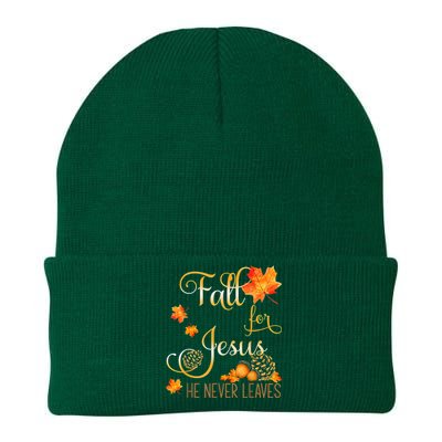 Fall For Jesus He Never Leaves Autumn Christian Prayers Knit Cap Winter Beanie