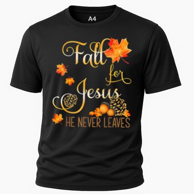 Fall For Jesus He Never Leaves Autumn Christian Prayers Performance Shirt