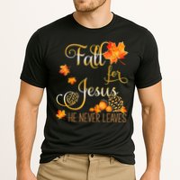 Fall For Jesus He Never Leaves Autumn Christian Prayers Cooling Performance Crew T-Shirt