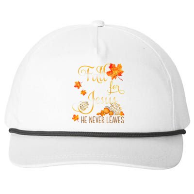 Fall For Jesus He Never Leaves Autumn Christian Prayers Snapback Five-Panel Rope Hat