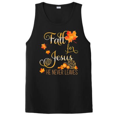 Fall For Jesus He Never Leaves Autumn Christian Prayers PosiCharge Competitor Tank