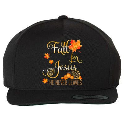 Fall For Jesus He Never Leaves Autumn Christian Prayers Wool Snapback Cap