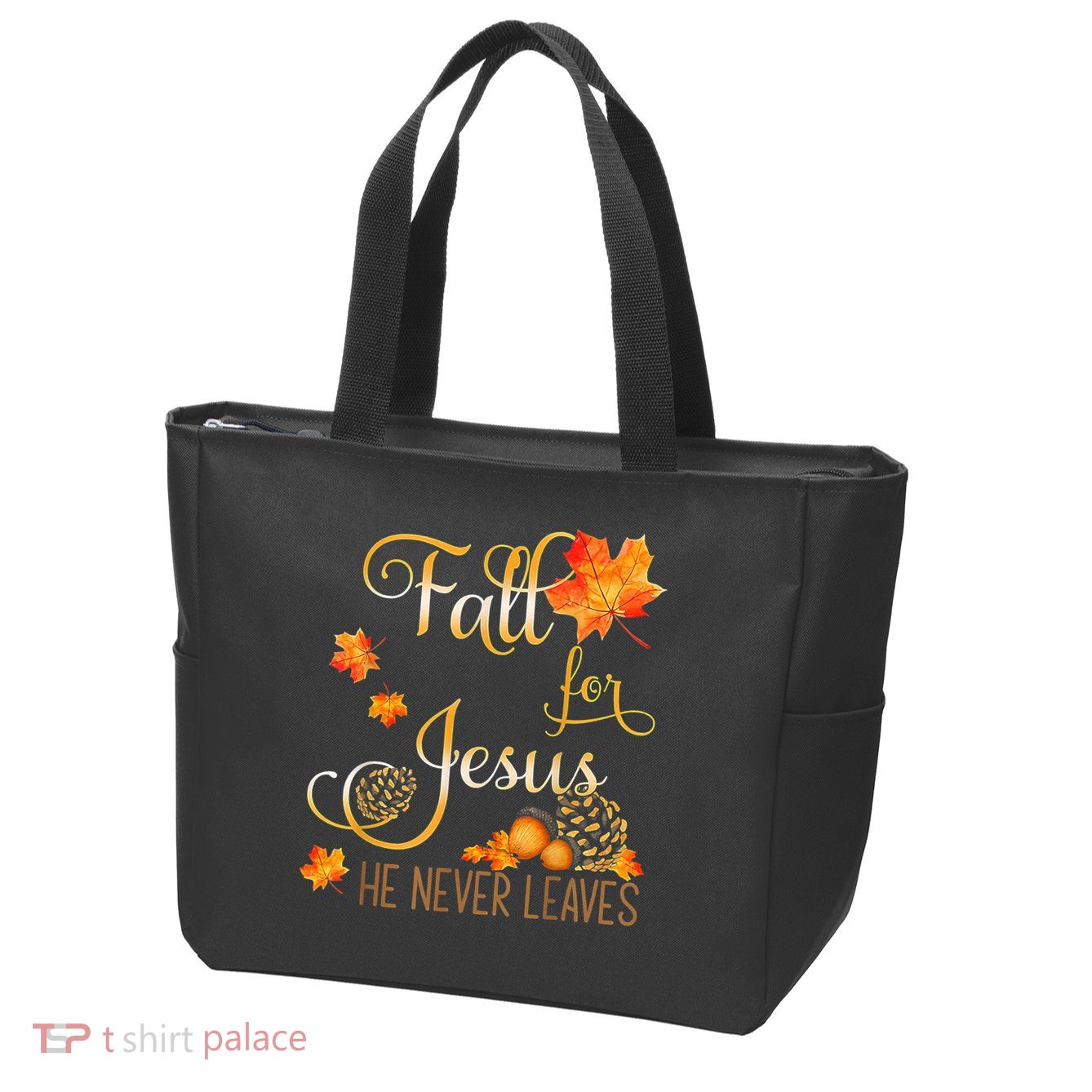 Fall For Jesus He Never Leaves Autumn Christian Prayers Zip Tote Bag