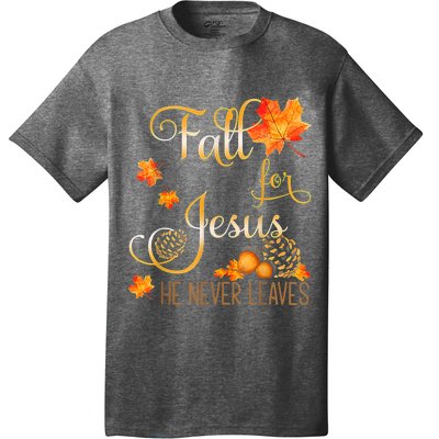 Fall For Jesus He Never Leaves Autumn Christian Prayers T-Shirt