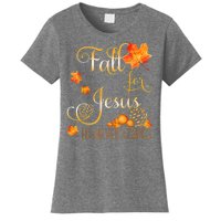 Fall For Jesus He Never Leaves Autumn Christian Prayers Women's T-Shirt