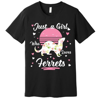 Ferret Ferret Just A Girl Who Loves Ferrets Premium T-Shirt