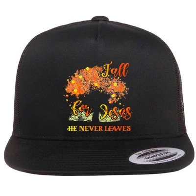 Fall For Jesus He Never Leaves Autumn Tree Thanksgiving Flatbill Hat