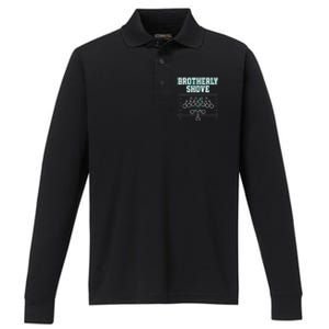 Funny Football Joke Brotherly Shove  Brotherly Shove Performance Long Sleeve Polo