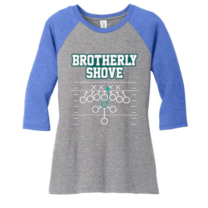 Funny Football Joke Brotherly Shove  Brotherly Shove Women's Tri-Blend 3/4-Sleeve Raglan Shirt