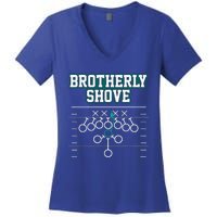 Funny Football Joke Brotherly Shove  Brotherly Shove Women's V-Neck T-Shirt