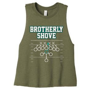 Funny Football Joke Brotherly Shove  Brotherly Shove Women's Racerback Cropped Tank