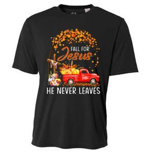 Fall For Jesus He Never Leaves Thanksgiving Party Cooling Performance Crew T-Shirt