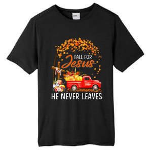 Fall For Jesus He Never Leaves Thanksgiving Party Tall Fusion ChromaSoft Performance T-Shirt